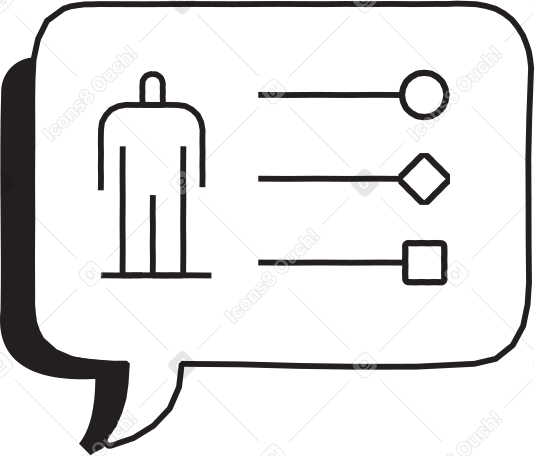 speech bubble with man and text PNG, SVG