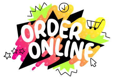 Order online lettering colorful with doodles PNG, SVG