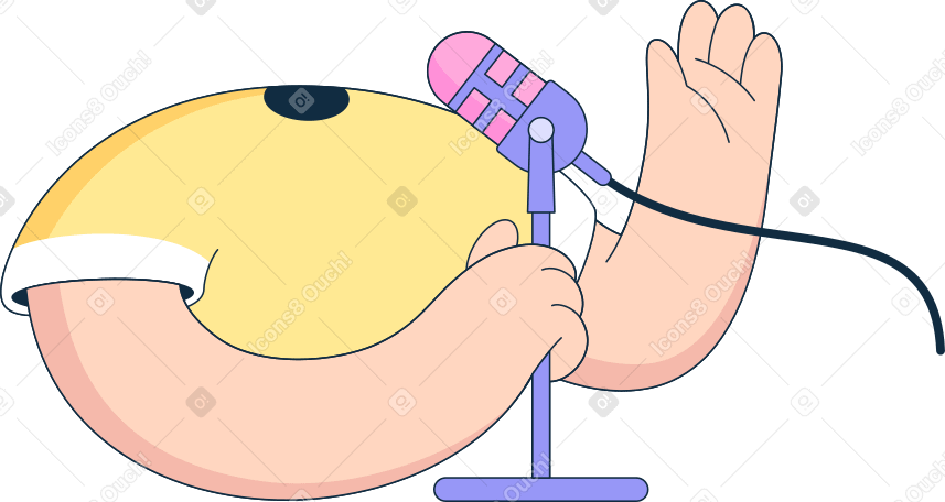 body in yellow t-shirt with microphone Illustration in PNG, SVG