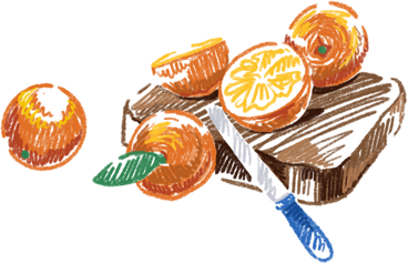 Oranges and knife PNG, SVG