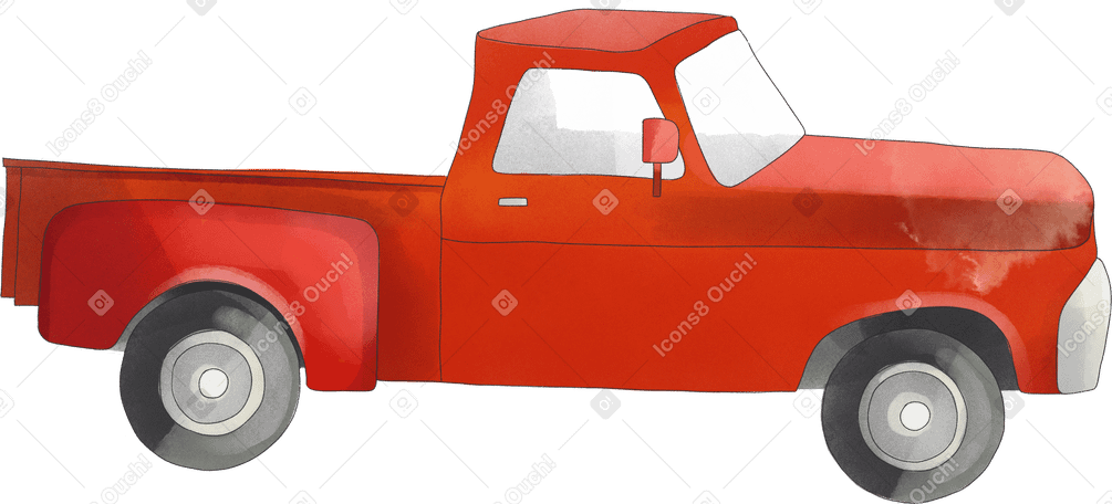 red pickup truck Illustration in PNG, SVG