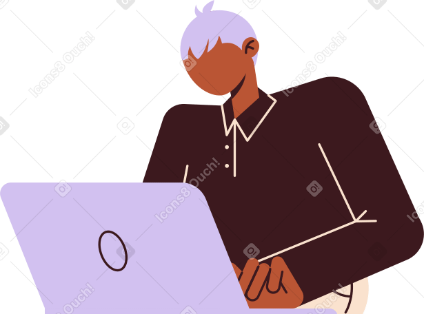 노트북에서 일하는 남자 PNG, SVG