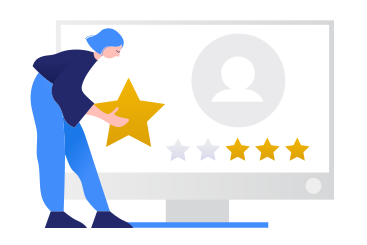 Woman customer giving four stars rating PNG, SVG