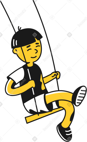 kid on swings Illustration in PNG, SVG
