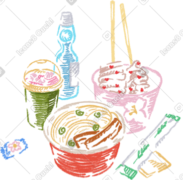 Asian street food set PNG, SVG