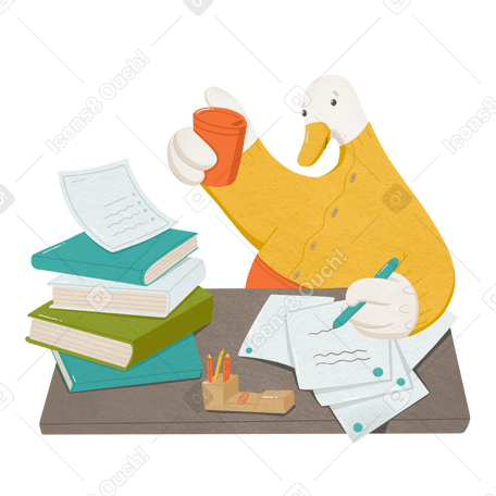 goose with a lot of work Illustration in PNG, SVG