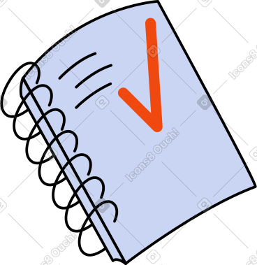 Notebook on rings with text and check mark PNG, SVG