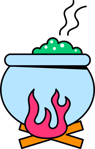 bubbling cauldron on fire PNG, SVG