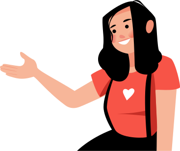 girl presents something with a hand PNG, SVG