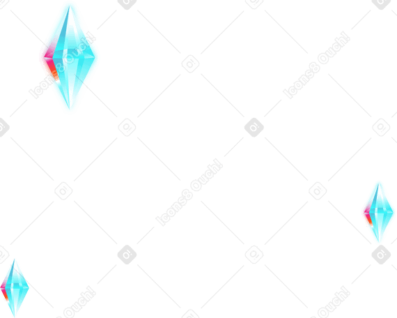 Tres cristales flotantes PNG, SVG