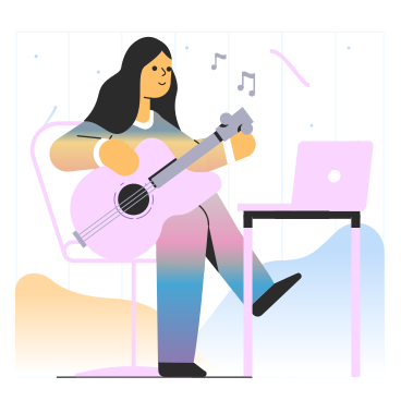 Girl having online music lesson  PNG, SVG