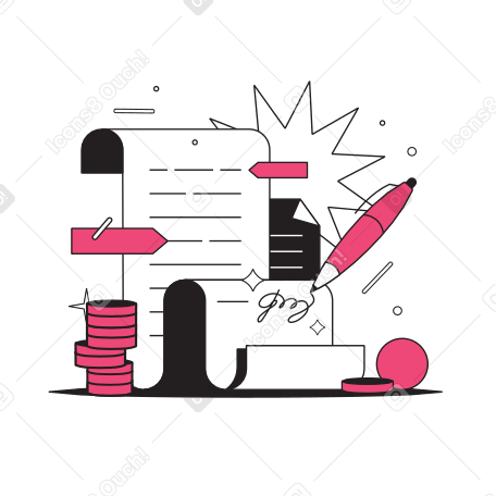 Signing a financial contract Illustration in PNG, SVG