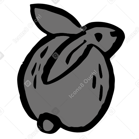 back of grey rabbit Illustration in PNG, SVG