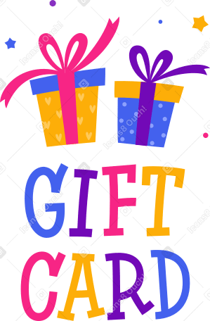 lettering gift card with gifts Illustration in PNG, SVG