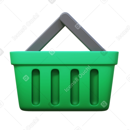 3D shopping basket Illustration in PNG, SVG