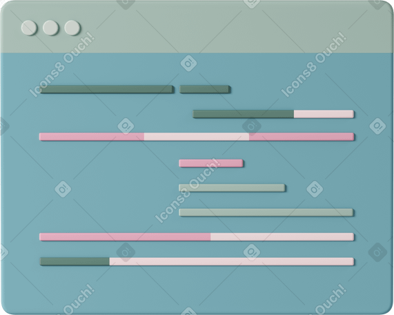 3D programming code on browser window PNG, SVG