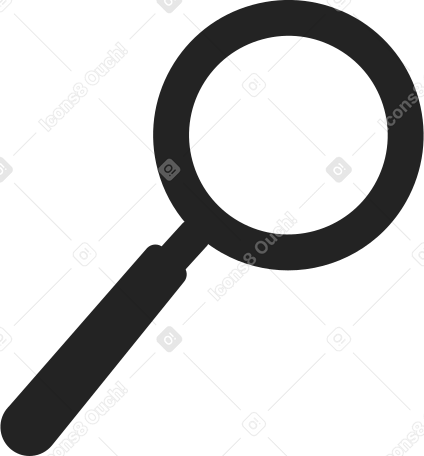 black magnifier PNG, SVG