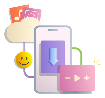 Downloading media from cloud to cell phone PNG, SVG