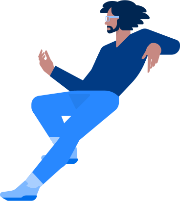 relaxed man in glasses sitting PNG, SVG