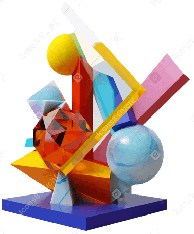 3D 不同形状的抽象彩色雕塑 PNG, SVG