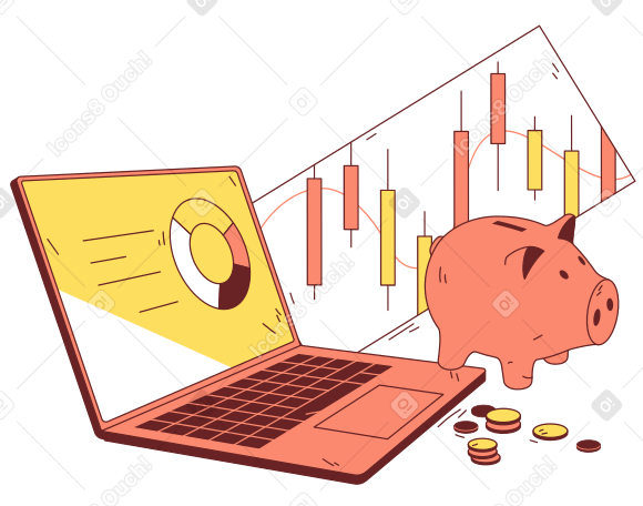 Graphs and a piggy bank PNG, SVG
