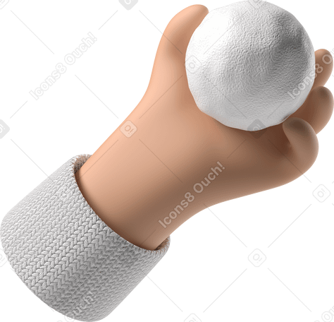 3D Tanned skin hand holding a snowball PNG, SVG