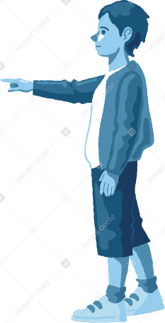 boy pointing side view Illustration in PNG, SVG