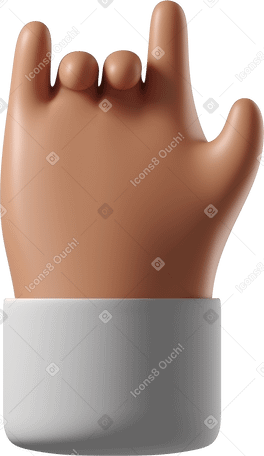3D Tanned skin hand making love you sign Illustration in PNG, SVG