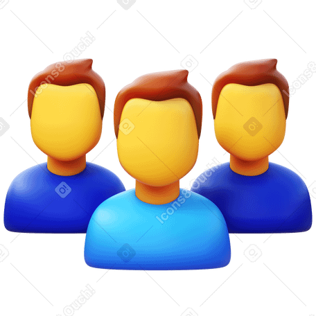 3D three men Illustration in PNG, SVG