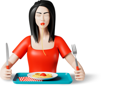 Frau isst spaghetti PNG, SVG