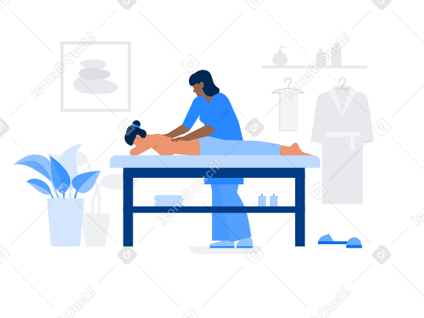 Masseuse giving back massage to woman Illustration in PNG, SVG