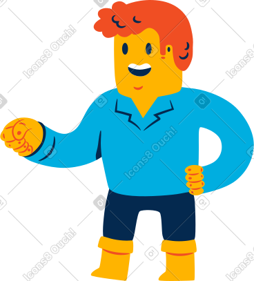 Man with hand on hip holding something PNG, SVG