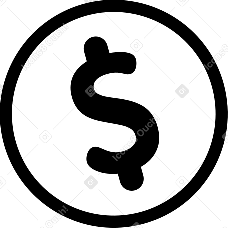 big coin with dollar Illustration in PNG, SVG