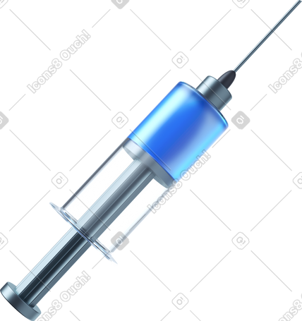 3D syringe with blue liquid PNG, SVG