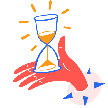 Hand holding hourglass with sand running out PNG, SVG