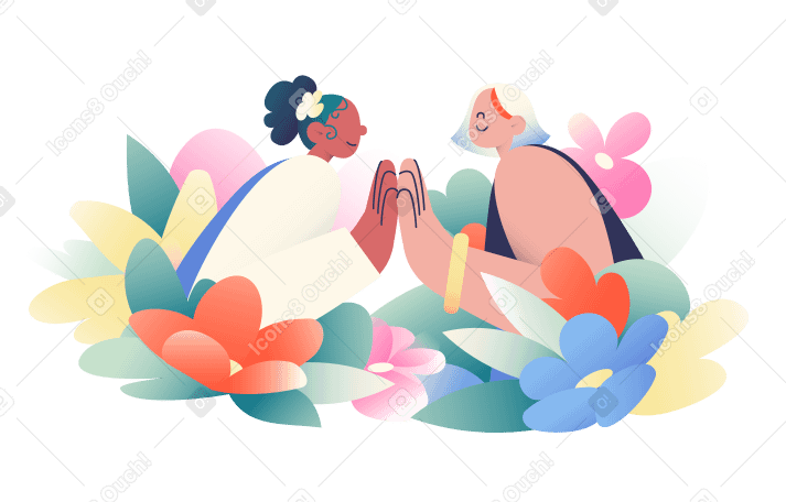 Two women holding hands Illustration in PNG, SVG