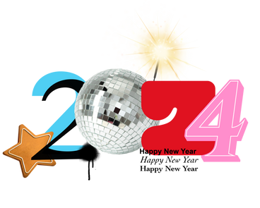 Llettering 2024 with disco ball PNG, SVG