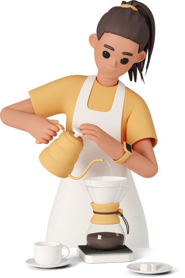 Бариста готовит кофе в PNG, SVG