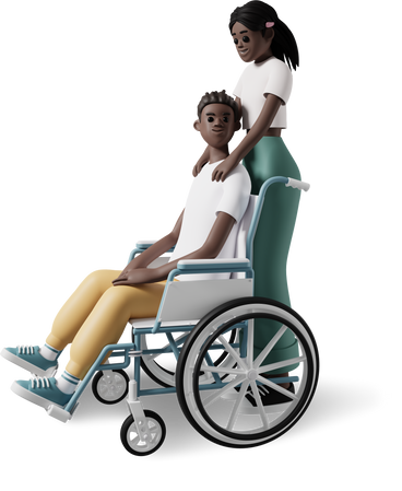 boy in wheelchair with girl PNG, SVG