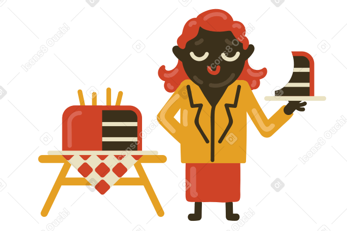 Woman with cake Illustration in PNG, SVG