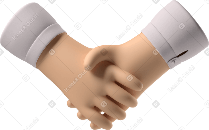 3D Handshake of white skin hands PNG, SVG