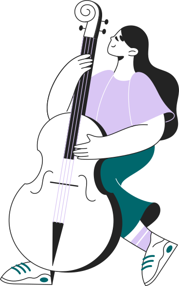 girl with double bass PNG, SVG