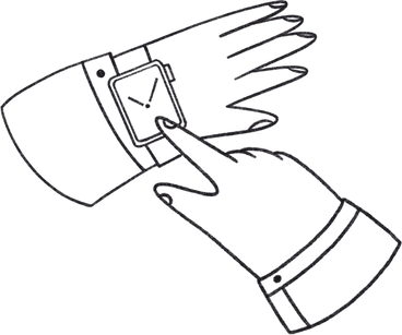 hand points to wristwatch PNG, SVG