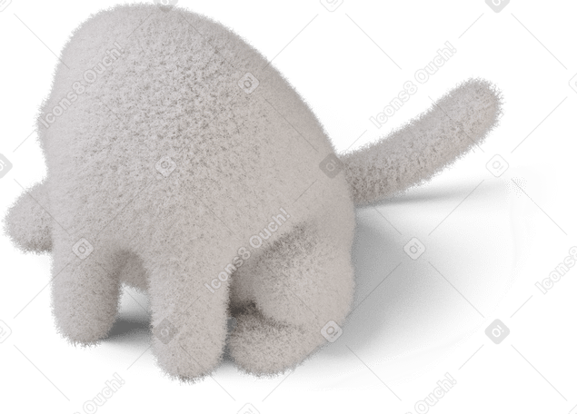 3D Three-quarter top view of a fluffy sitting body turned left PNG, SVG