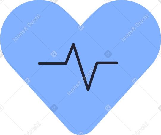blue heart with pulse Illustration in PNG, SVG