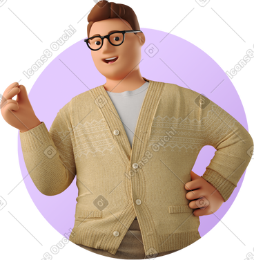 Man with glasses snapping fingers PNG, SVG