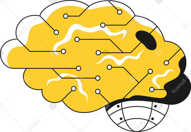 brain with neural network Illustration in PNG, SVG