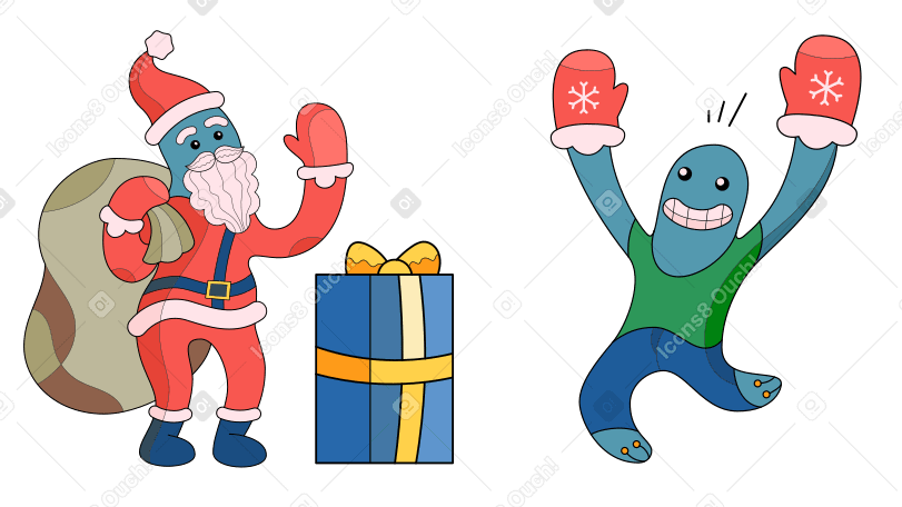 Santa, thanks for the gift! Illustration in PNG, SVG