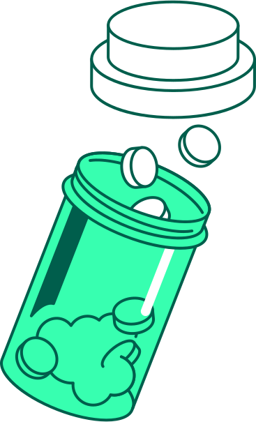 Бутылочка с таблетками открыта в PNG, SVG