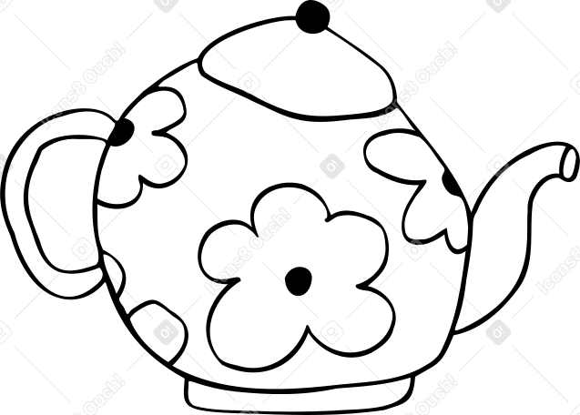 teapot with flowers PNG, SVG